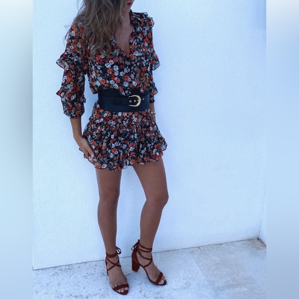 Misa Los Angeles Rizou dress safari print long sleeve mini floral - Picture 3 of 6